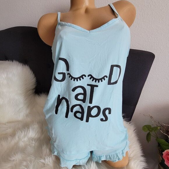 FRENCH AFFAIR 3 pc Pink-Blue pajama shorts, tank and robe Set NWT 909 - Picture 5 of 10